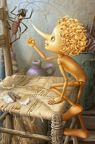 Т. Поліщук. Ілюстрації до казки «Пригоди Буратіно». 2020. Цифровий живопис